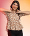 Round Neck Puffed Sleeve Peplum Top